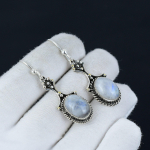Rainbow Moonstone 925 Sterling h&otilde;bek&otilde;rvar&otilde;ngas, Boho h&otilde;beehted rippuvad k&otilde;rvar&otilde;ngad, kingitused s&otilde;brap&auml;eva kingitused talle 2.16"