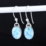 Looduslik Larimar v&auml;&auml;riskivi 925 sterlingh&otilde;bedast k&otilde;rvar&otilde;ngas, Boho h&otilde;bedast ehted rippuvad k&otilde;rvar&otilde;ngad, Kingitused peoriide jaoks Kingitused talle 2.16" sinine