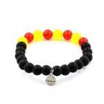 Pierres et Min&eacute;raux. Bracelet Catalan Perles Onyx noir mat + Agate jaune + Agate Rouge 8 Fabriqu&eacute; en France.