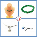 Pierres et Min&eacute;raux. Parure bijoux Bracelet Collier 10 Perles Agate verte 8 mm. Chaine en Taille personnalisable.