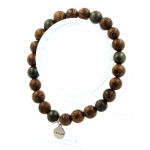 Pierres et Min&eacute;raux. Bracelet Perles Pyrite d' Afrique du Sud + bois 8 mm. Fabriqu&eacute; en France.