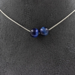 Pierres et Min&eacute;raux. Collier 2 perles Oeil de Tigre Bleu 8 mm. Chaine en acier inoxydable Collier femmes, hommes. Taille personnali