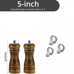 Puidust Soola ja Pipra Veski Komplekt Veskite Alusega Meresoola ja Pipraterade jaoks (5,8,10 tolli) Tugev reguleeritav veski