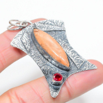 Maligano Jasper, Garnet 925 Sterling Silver Jewelry Pendant 2.44 f2t98