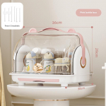 BPA-vaba beebihoiukomplekt: Pudelikarp, tolmukindel tassiriiul, kausi ja n&otilde;ude korrastaja roosa