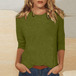 Naiste moe igap&auml;evane mitmek&uuml;lgne vabaaja O-kaelusega kolmveerandvarrukatega tr&uuml;kitud top L kohv