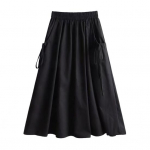 Lastitasku seelik elastse v&ouml;&ouml;kohaga, k&uuml;ljetaskutega, &uuml;hev&auml;rviline, A-l&otilde;ikeline, l&otilde;dva l&otilde;ikega, midi-seelik, t&ouml;&ouml;riiete stiil, n&ouml;&ouml;riga seelik M valge