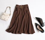 Prantsuse stiilis villane A-line seelik naistele &ndash; keskmise pikkusega, k&otilde;rge v&ouml;&ouml;kohaga, s&uuml;gis/talv L kohv