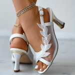 Naiste v&otilde;rgust k&otilde;rge kontsaga sandaalid, moodsad peep-toe pandlaga slingback kingad, mitmek&uuml;lgsed kleidisandaalid 36 valge