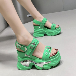 Paksu p&otilde;hjaga veekindel platvorm, moekad pandlaga metallist sandaalid, naiste pluss-suuruses k&otilde;rge kontsaga sandaalid Sandalias Mujer 39