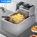 6L kaubanduslik elektriline frit&uuml;&uuml;r roostevabast terasest frit&uuml;&uuml;r friikartulid kana kiirelt kuumenev suupiste praemasin 220V/110V 2500W EU Plug&220V