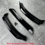 Esip&otilde;rniku Splitter Huul 3tk VW Polo MK5 6R Standard Pre‑Facelift 2010 2011 2012 2013 jaoks Tuning Kerakomplekt L&auml;ikiv Must UV-kate