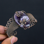 Amethyst Handmade Copper Wire Wrap Bangle Adjustable e1u78