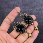 Black Onyx Handmade Copper Wire Wrap Jewelry Earring 3.23 b8z41