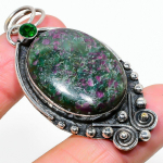 Ruby in Fuchsite, Diopside Ethnic 925 Sterling Silver Jewelry Pendant 2.48 R1P19