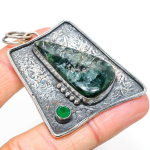 Seraphinite, Diopside 925 Sterling Silver Jewelry Pendant 2.25 p2u78
