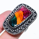 Dicorich Glass Handmade 925 Sterling Silver Jewelry Ring Size 9 q8g63
