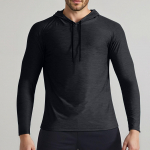 Meeste spordi v&otilde;rk kiiresti kuivav pikkade varrukatega kapuutsiga s&auml;rk pusa L must