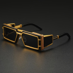 Ruudukujulised punk p&auml;ikeseprillid meestele, vintage luksuslikud steampunk p&auml;ikeseprillid naistele, moekad prillid, Gafas De Sol Hombre, Lunette De Soleil Homme Brown Tea
