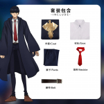 Anime Mashle Maagia ja Lihased Cosplay Kost&uuml;&uuml;m Mashle Sinine Trenchcoat Koolivorm Halloweeni Karnevali Peokost&uuml;&uuml;mi Komplektid M
