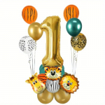 18-osaline metsloomade &otilde;hupallide komplekt 32-tollised kuldsete numbritega &otilde;hupallid džungli safari s&uuml;nnip&auml;evapeo kaunistustarvikud 1