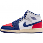 Air Jordan 1 Mid GS Rare Air Laste tossud Valge S&uuml;gav-Kuningsinine &Uuml;likooli-Punane DQ8423-102 36.5