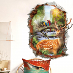 3D Hirvepapagoi Katkise akna seinakleebis Loomad Seinamaaling Poeakna baari sisekujundus 1PC