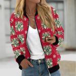 Naistele m&otilde;eldud jakid pikkade varrukatega, kerge lukuga ja prindiga &uuml;ler&otilde;ivad vabaaja tepitud jakid taskutega L