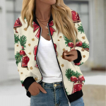 Naistele m&otilde;eldud jakid pikkade varrukatega, kerge lukuga ja prindiga &uuml;ler&otilde;ivad vabaaja tepitud jakid taskutega XL