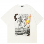 Streetwear Luukerega Graafiline T-s&auml;rk Puuvillane T-s&auml;rk Unisex &Uuml;laosad Suvine L&uuml;hikeste Varrukatega T-s&auml;rk XXL valge