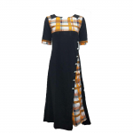 Suvine moodne &uuml;mara kaelusega p&otilde;rkev&auml;rv varrukatega ebaregulaarne pikk kleit L