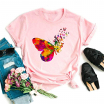 Maycaur uus v&auml;rviline liblikastr&uuml;kis l&uuml;hikeste varrukatega T-s&auml;rk Moodne naiste T-s&auml;rk Multikas Graafilised T-s&auml;rgid Naiste topid Riietus 4XL