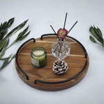 Puidust serveerimisalus k&auml;epidemetega, rustikaalne pruun v&auml;rv, dekoratiivne talumaja puidust alus k&ouml;&ouml;ki, kohvilauda ja toidu serveerimiseks