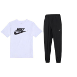 Nike Logo Tr&uuml;kiga Tavalise Varrukaga &Uuml;mmarguse Kaelusega L&uuml;hikeste Varrukatega &Uuml;hev&auml;rvilised L&otilde;dva L&otilde;ikega Elastsest Mansetiga P&uuml;ksid Vabaaja Spordikomplekt Meeste Komplektid AR5005-101+FB7498-010 2XL