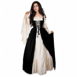 Suur number Keskaegne Renessanss Cosplay Pikk Kleit Halloweeni Kost&uuml;&uuml;m S must