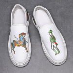 Uus saabumine Meeste Valge Prindimustriga S&otilde;idujalatsid Mehelikud Slip-on Loaferid K&auml;imissneakerid Tenis Masculino 38