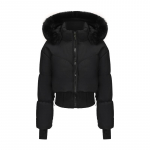 Talvine suur karvkraega kapuutsiga l&uuml;hike puuvillaga t&auml;idetud jakk Naiste paks soe puuvillaga t&auml;idetud jakk V&ouml;&ouml;koht design jakk XS must