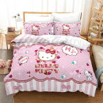 Sanrio Hello Kitty tekikate, Anime t&auml;isroosa multifilmitekk, Nahas&otilde;bralik, Hingav, Armsa tr&uuml;kiga, Tekikott voodipesu 135x200cm