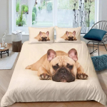 Buldogi tekikate Prantsuse buldogite voodipesukomplekt &Uuml;heinimese pol&uuml;ester &Scaron;okolaadikoerakutsikas Lemmikloomakoer Loomakatte tekk Koeras&otilde;bra kingitusteks 70x133cm