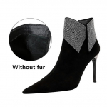 mood Mood Kunstseemisnahast Naiste S&uuml;gis-Talv Elegantne Terava Ninaga Stilettokontsaga Kontori Poolsaapad Naiste Peened K&otilde;rge Kontsaga Poolsaapad 40 must