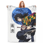 Vesi Hashira Giyu Tomioka Tekid Korallfliis Pl&uuml;&uuml;s Anime Demon Slayer &Uuml;lipehme Visketekk Auto Diivani Diivani Voodikate 30x40in