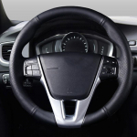 DIY kohandatud originaal auto rooli kate Volvo V40 XC60 S60 LV60 S80L must nahkpunutis roolile Smooth black