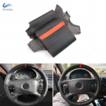 Car Steering Wheel Cover Leather Trim For BMW 3 5 Series E36 E46 E39 1998 1999 For X3 E83 X5 E53 2000-2006 Black with red