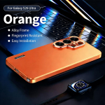 Luksuslik Samsung Galaxy S26 S25 S24 S23 S22 S21 Ultra jaoks &Uuml;mbris Metallist Magnetiline T&auml;ielik Kaameraobjektiivi Kaitsekate Alumiiniumisulam &Uuml;li&otilde;huke Kate For Samsung S26 oranž