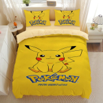 Kawaii armsad Pikachu voodipesukomplektid P-Pok&eacute;mon tekikate padjap&uuml;&uuml;rikuga Lastekomplekt Toakujundus Kingitus EU Single(135*200cm)3pcs