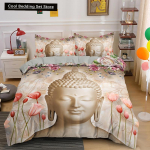 Buddha voodipesukomplekt India religioon Budism Meditatsioon Mandala tekikate Naeratav Buddha Lilleline pehme tekikate Kuninganna Kuninga suurus 220*240cm 3pcs