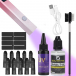 K&otilde;ik-&uuml;hes UV-juuksepikenduste komplekt 30 g liimi, eemaldaja ja UV-lambiga | Superkiired n&auml;htamatud kinnitused ja t&ouml;&ouml;riistad | Professionaalne salongi- ja kodukasutus A Set