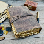 15,24 cm Nahast k&ouml;idetud ajaleht K&auml;sitsi valmistatud Deckle Edge Paper Sketchbook of Shadows Paks ajakiri meestele ja naistele