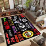 B&auml;ndi logo Muusika Rock and Roll Muster Vaip elutuppa Magamistuppa libisemiskindel pehme vaip K&ouml;&ouml;gip&otilde;randamatt Sissep&auml;&auml;su uksematt 120x160cm