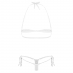 Naiste Kaheosaline Mikro-Bikiinikomplekt HALTER-rinnahoidja Madala v&ouml;&ouml;kohaga T-stringpitsiga &Uuml;les Siduv Ujumisriided Rannariided Pesu One Size